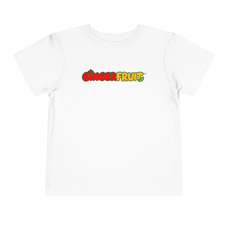 GingerFruit logo toddler tee: white, with 5 more colors to pick from, front view